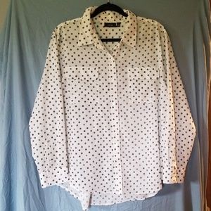 White Polka-dot Button-Up Shirt